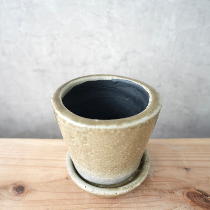 陶器鉢（カーキ色）｜インテリア・観葉植物用ポット